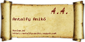 Antalfy Anikó névjegykártya